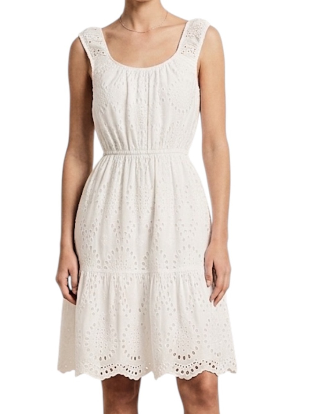 Lungo L'Arno Italy white eyelet broderie anglaise cotton cottagecore dress L